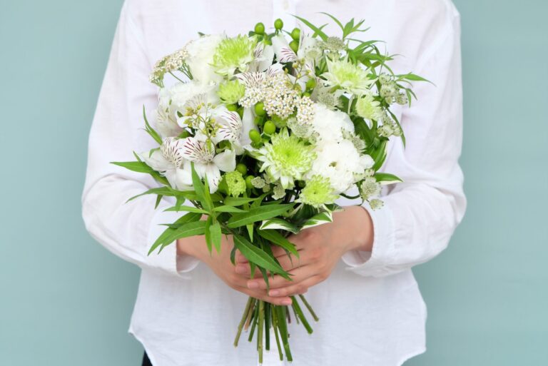 【花束】お供え花  白グリーン_S
